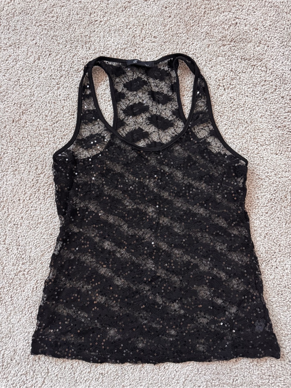 Forever 21 Black Lace Sequin Racerback Tank